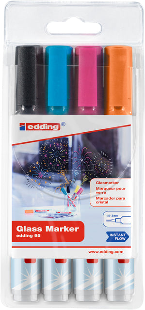 Edding - Filz -Tip Edding 95 Glasboardsorti inkl. Schwarz