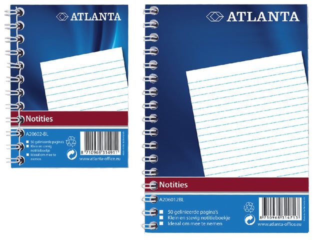 Atlanta - Notizbuch A6 Zeile 100pz mit Sidecar | 20 Stücke