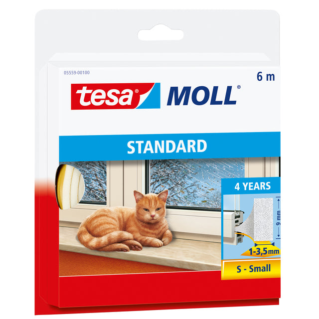 Tesa - Moll Standard Draft Strip i -profile, 6 m, weiß