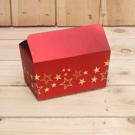 Bonbon doosjes - Chocolade doosje - Rood mat sterren LAAG - 12 stuks