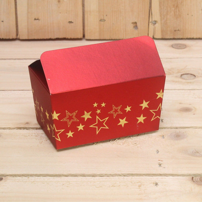 Bonbon doosjes - Chocolade doosje - Rood mat sterren LAAG - 12 stuks