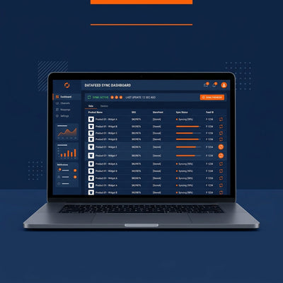 Datafeed Abonnement - dashboard met productdata sync illustratie