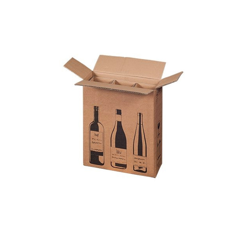 Klika - Flaschenversandkarton für 3 Flaschen 305 x 108 x 368 mm | 10 Stück